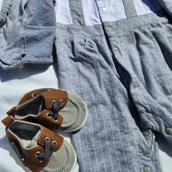 HOSUKKO Baby Boy Suit, One-Piece Romper & Vest & Bowtie (18 - 24 Months) - Picture 5 of 5